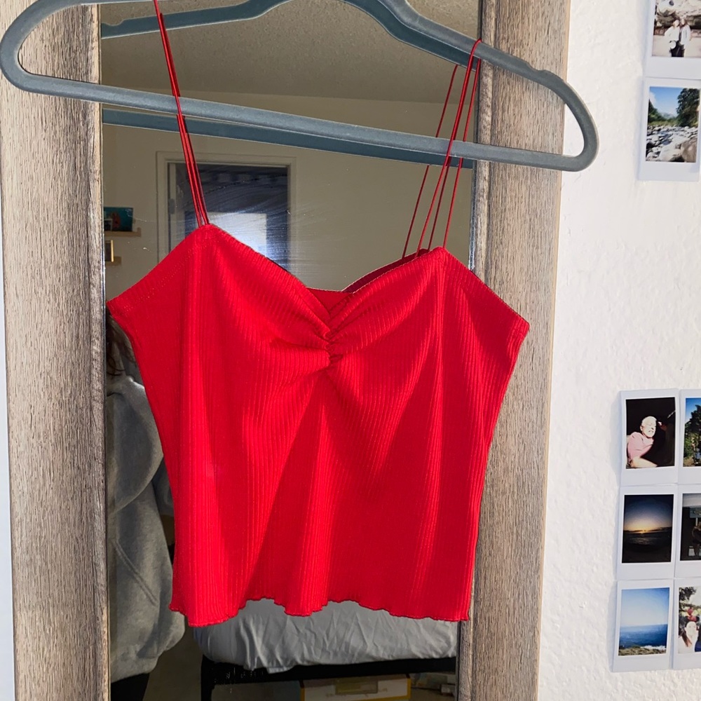 Small red spaghetti strap top